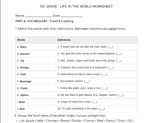 5. Sınıf İngilizce: “Life in the World” Teması – Maarif Modeli Uyumlu Çalışma Kağıdı ve Etkinlikler